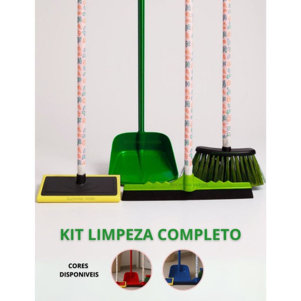 Kit Faxina com Vassoura, Rodo de 40cm, Lava Azulej