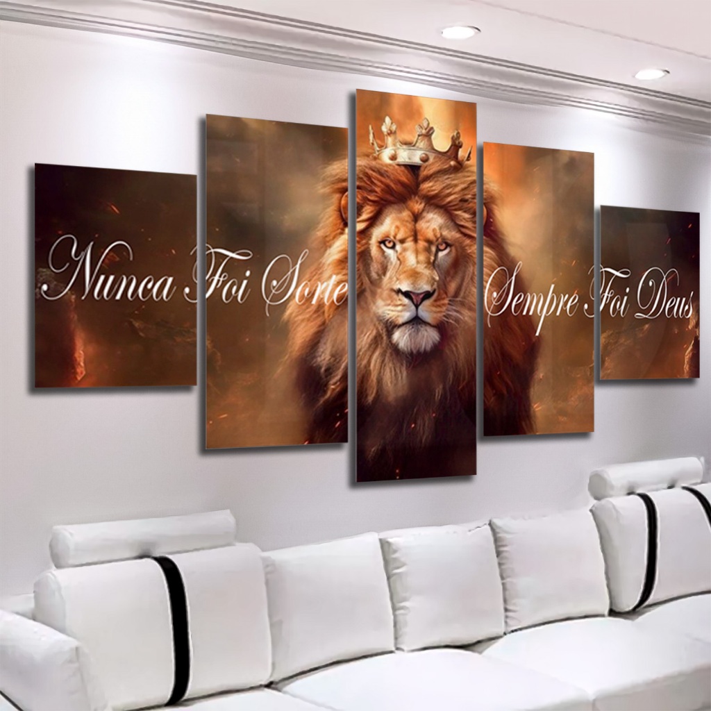 Quadros Decorativos Mosaico Leão Rei Nunca Foi So