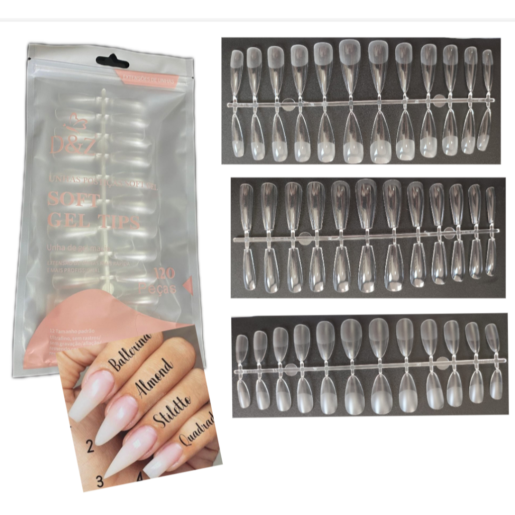 Unha de Gel macio Soft Gel Postiça DEZ Extensão 