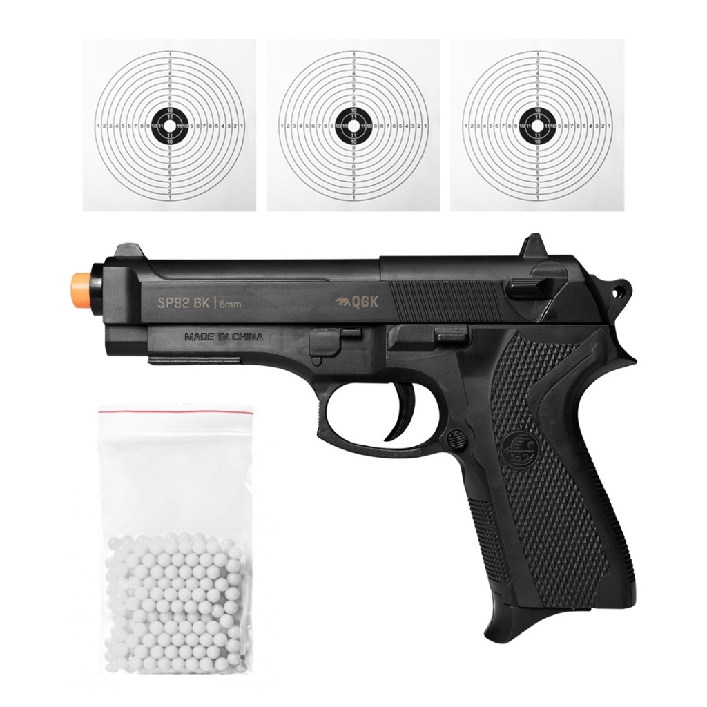 PISTOLA DE AIRSOFT SPRING SP92 6MM QGK + BBS + ALV