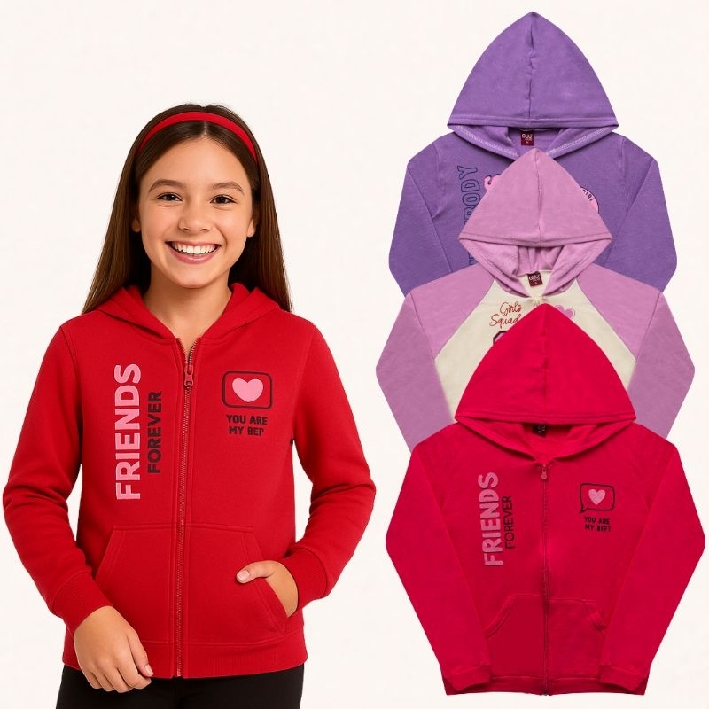 kit 3 Jaquetas de Menina Kit casacos 3 Unidades de