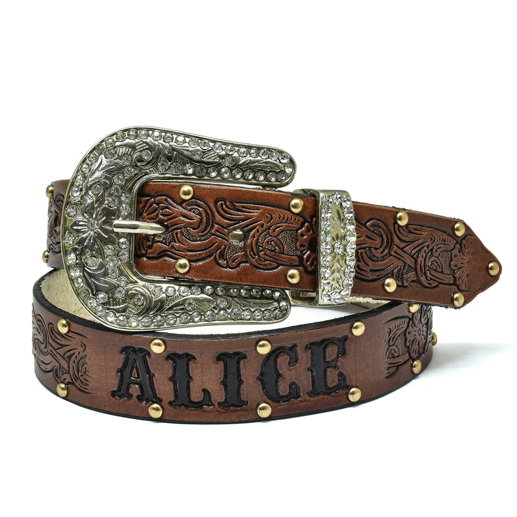 Cinto Em Couro Atrevidus Country Personalizado Flo