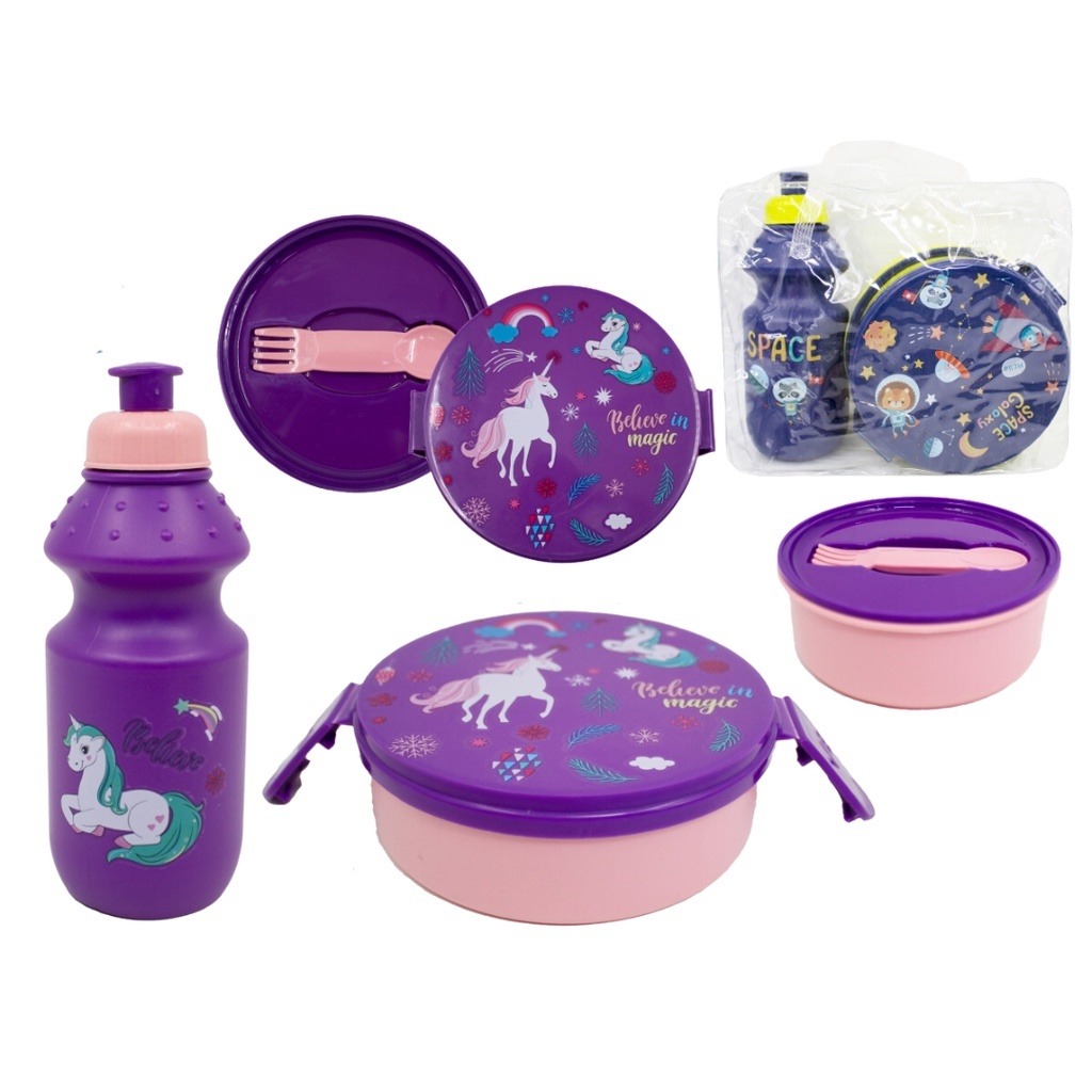 Kit Marmita Infantil com Talher de Plástico e Gar