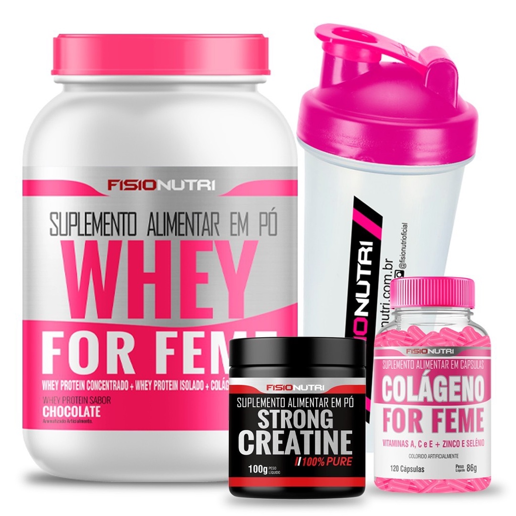 Combo Whey Feminino + Colágeno Em Capsula + Creat