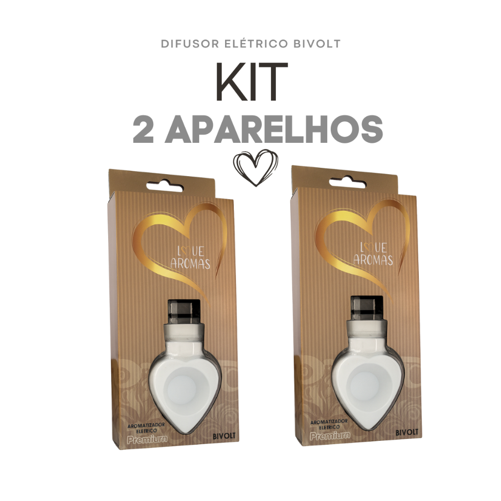 Kit 2 Difusor Elétrico Coração Aromatizador de 
