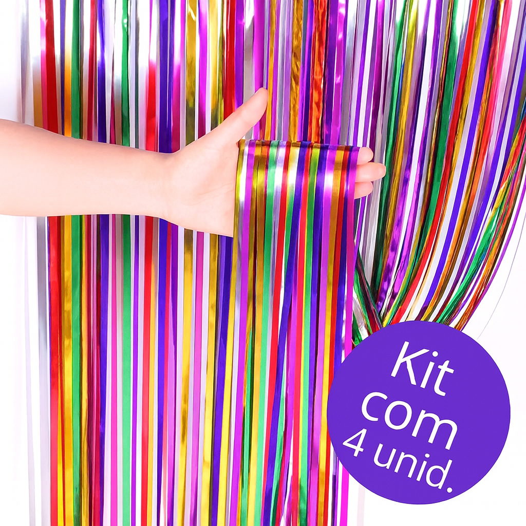 Cortinas Carnaval Metalizadas Colorida Franja 2x1m
