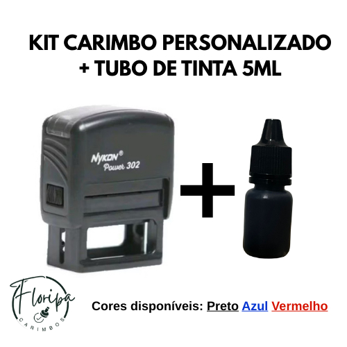 Kit Carimbo Personalizado Automático + Tubo de ti