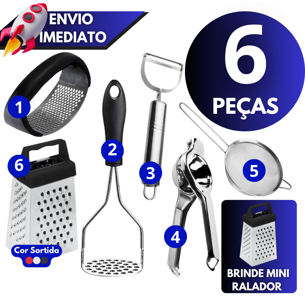 Kit Amassador Batata + Amassador Alho + Descascado