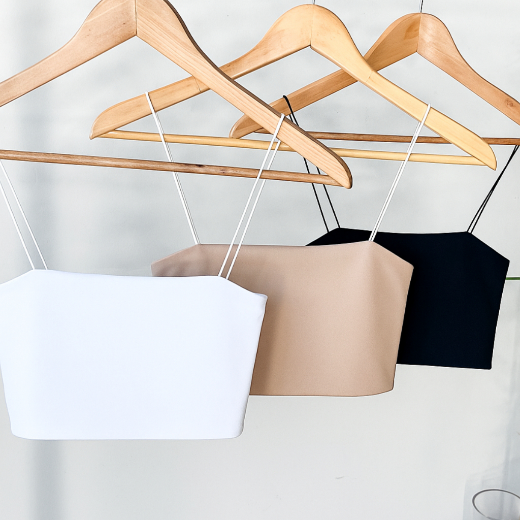 Kit 3 Cropped Feminino Top Faixa Alças Finas Elá