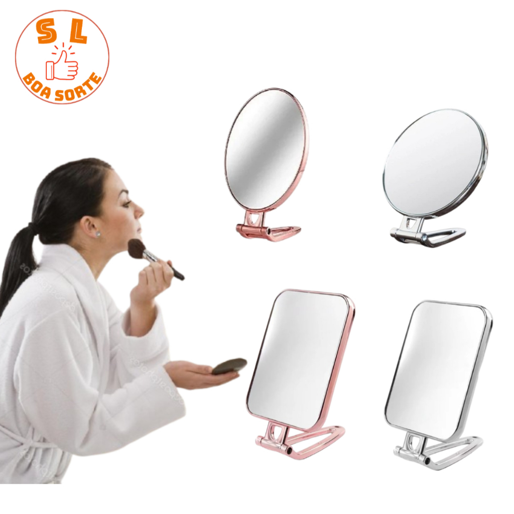 Espelho Dupla de Aumento 3X Redondo de Mesa Dupla 