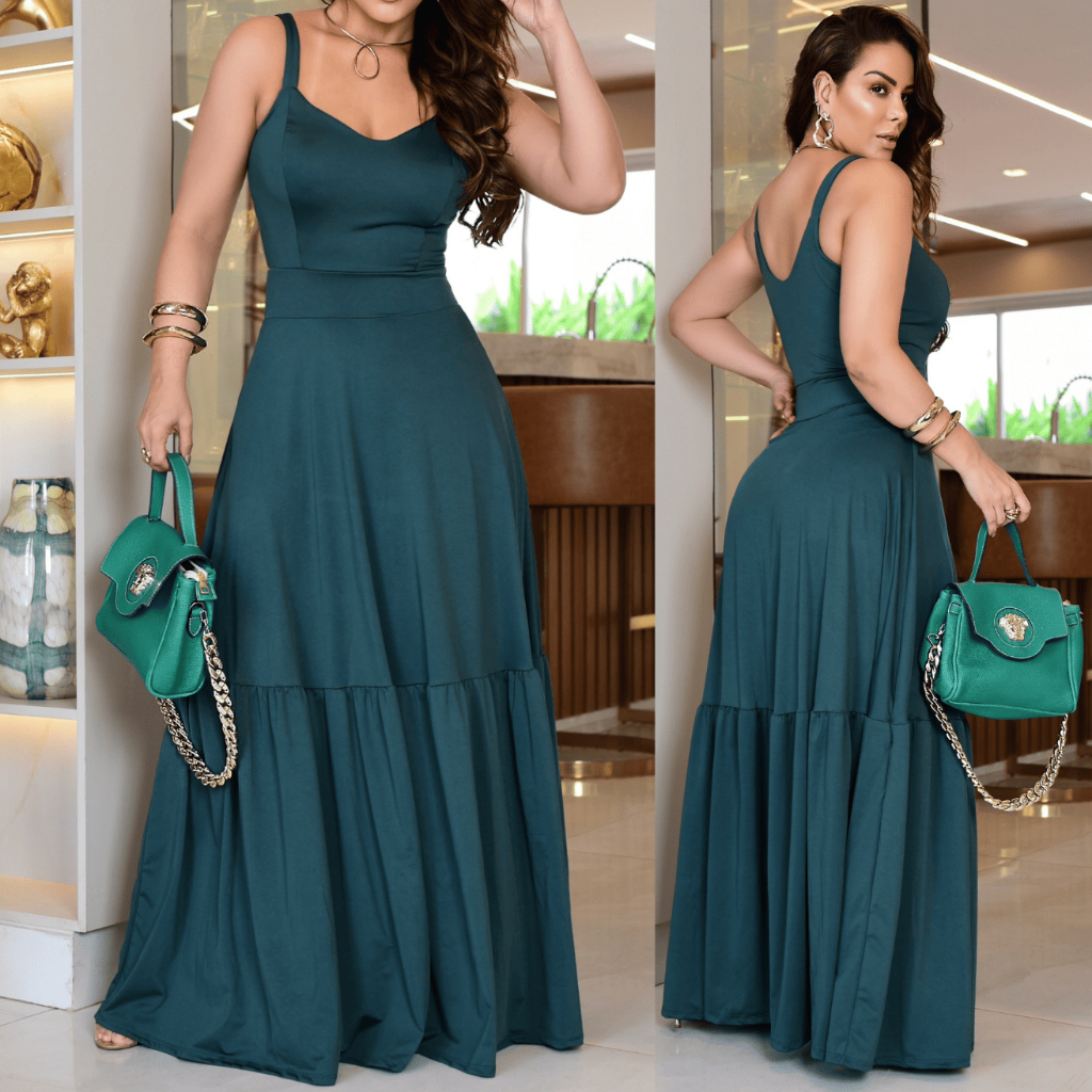 Vestido Longo Festa Madrinha Viscrolycra Elegante