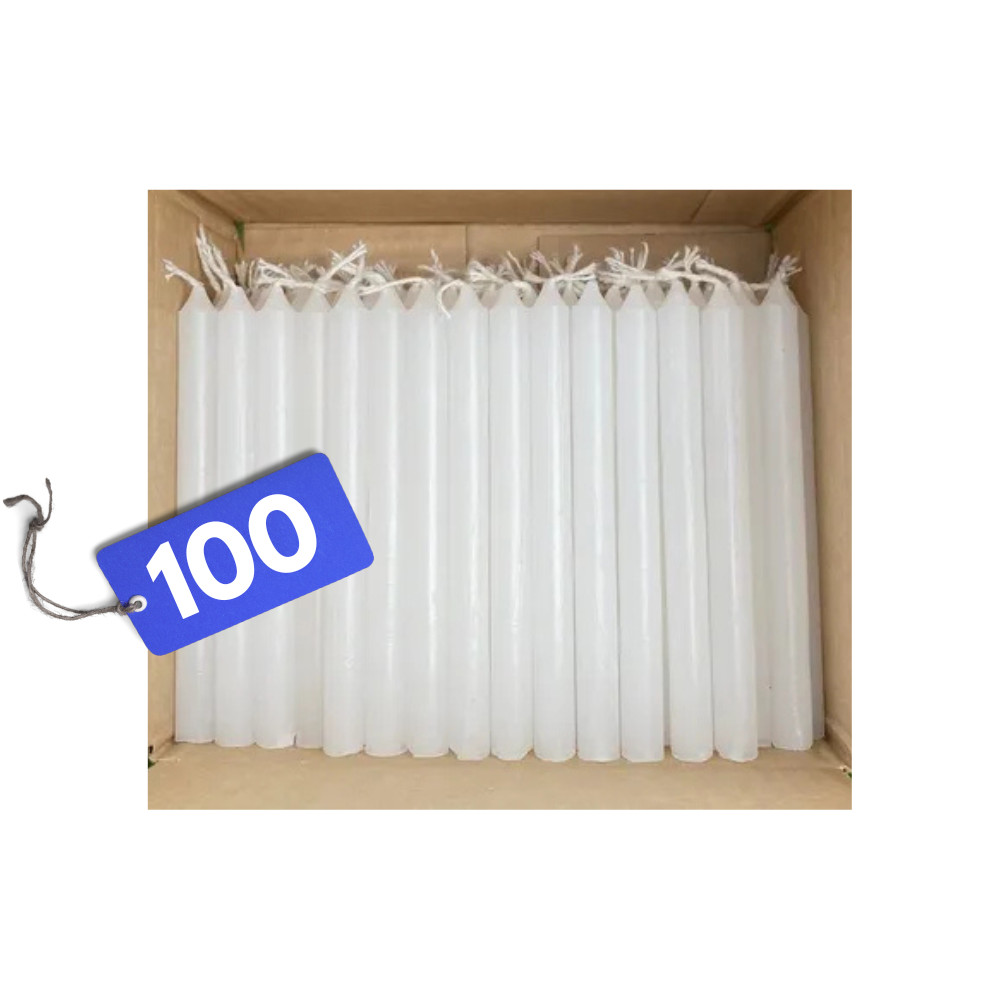 Caixa com 100 Velas Palito Branca 16cm Atacado