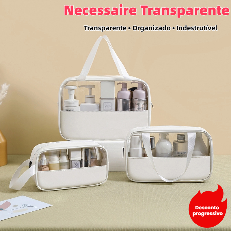 Kit 3 Necessaires Transparentes para Viagem –