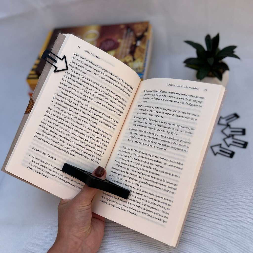 kit marcador de pagina mais  suporte anel para lei