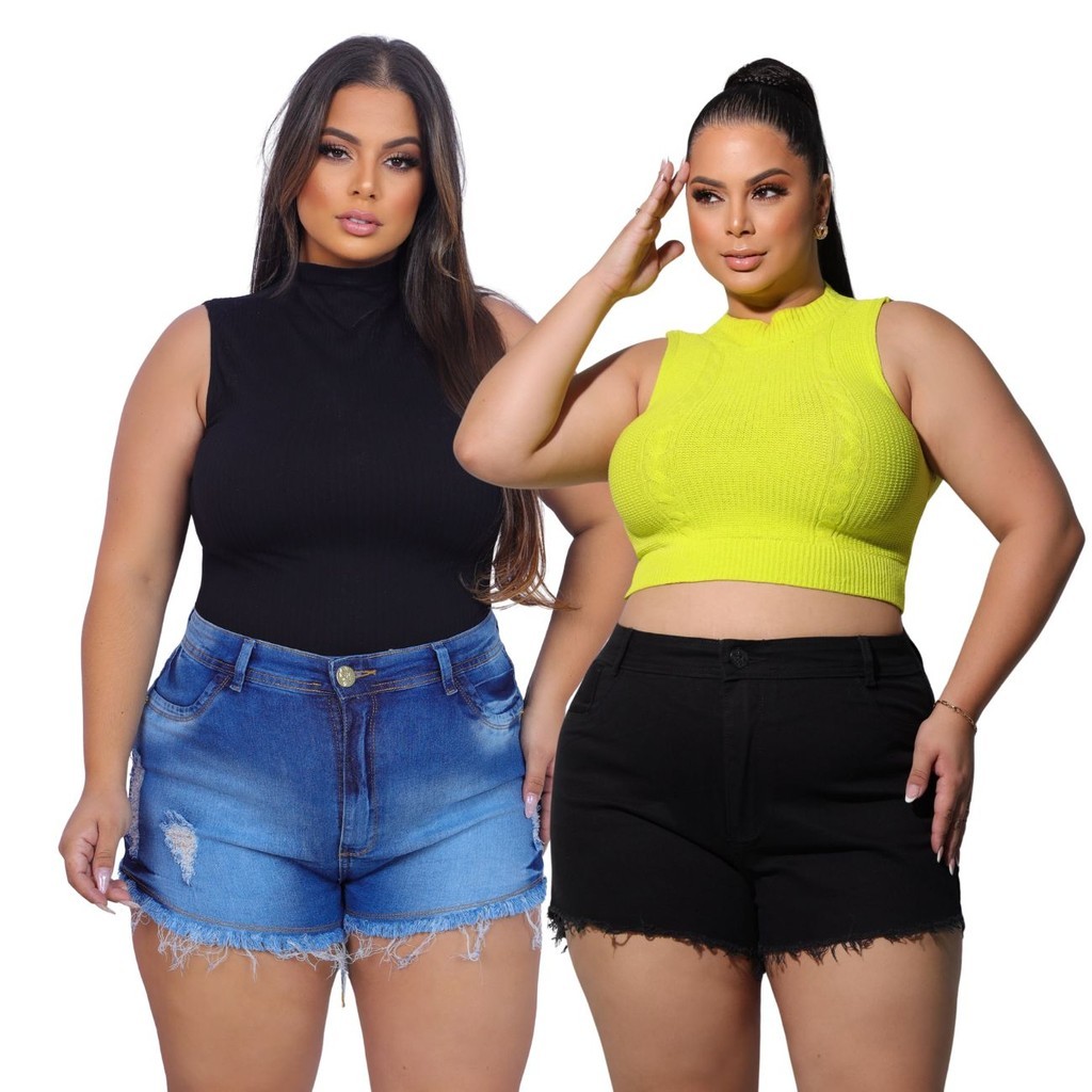 kit 2 Shorts Jeans Femininos Plus Size  Hot Pants 