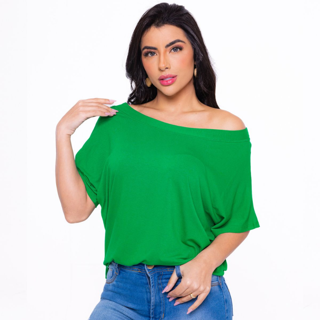 Blusa Manga Curta Basica  Camisa Feminina Soltinha