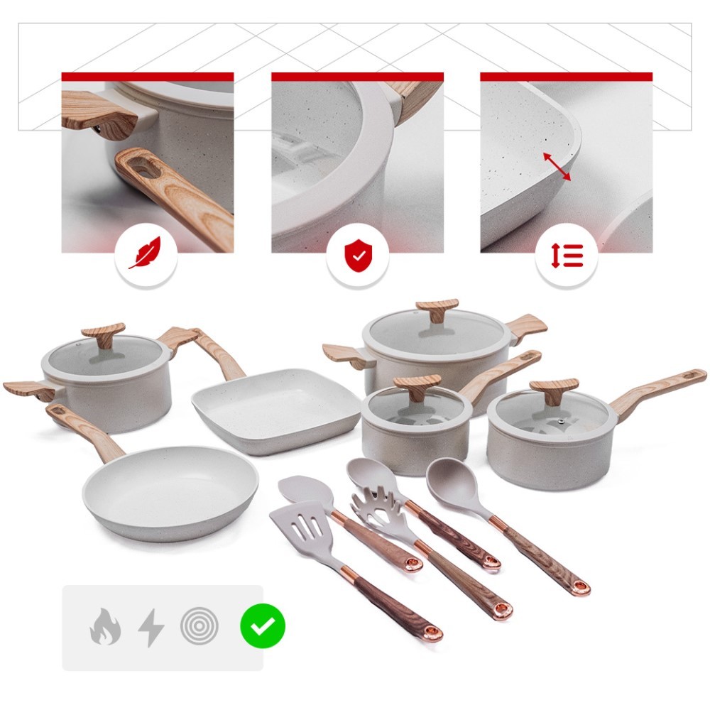 Jogo de Panelas Premium com Revestimento em Mármo