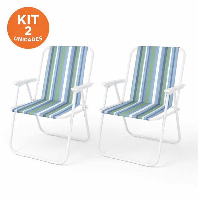 Kit 2 Cadeiras de Praia Piscina Dobrável Tecido C