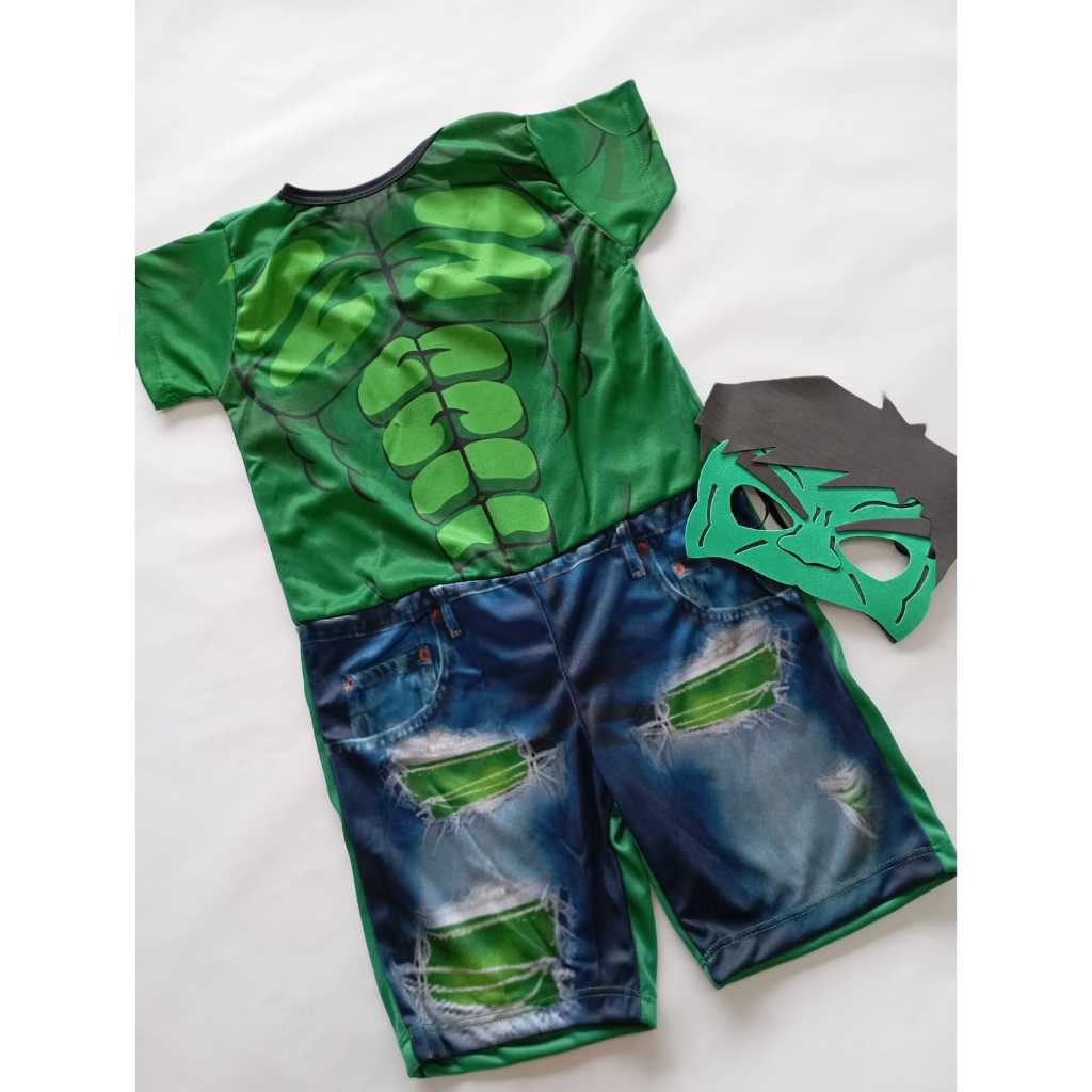 Fantasia Roupa Infantil de Hulk Menino Curta FESTA