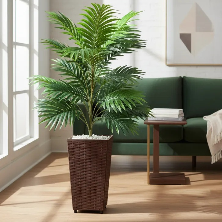 Planta Artificial Palmeira Areca Real Toque Com Va