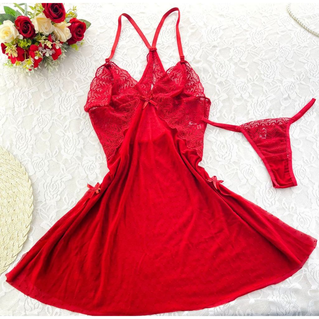 Camisola Sensual com Detalhes em Renda Sensual Sem