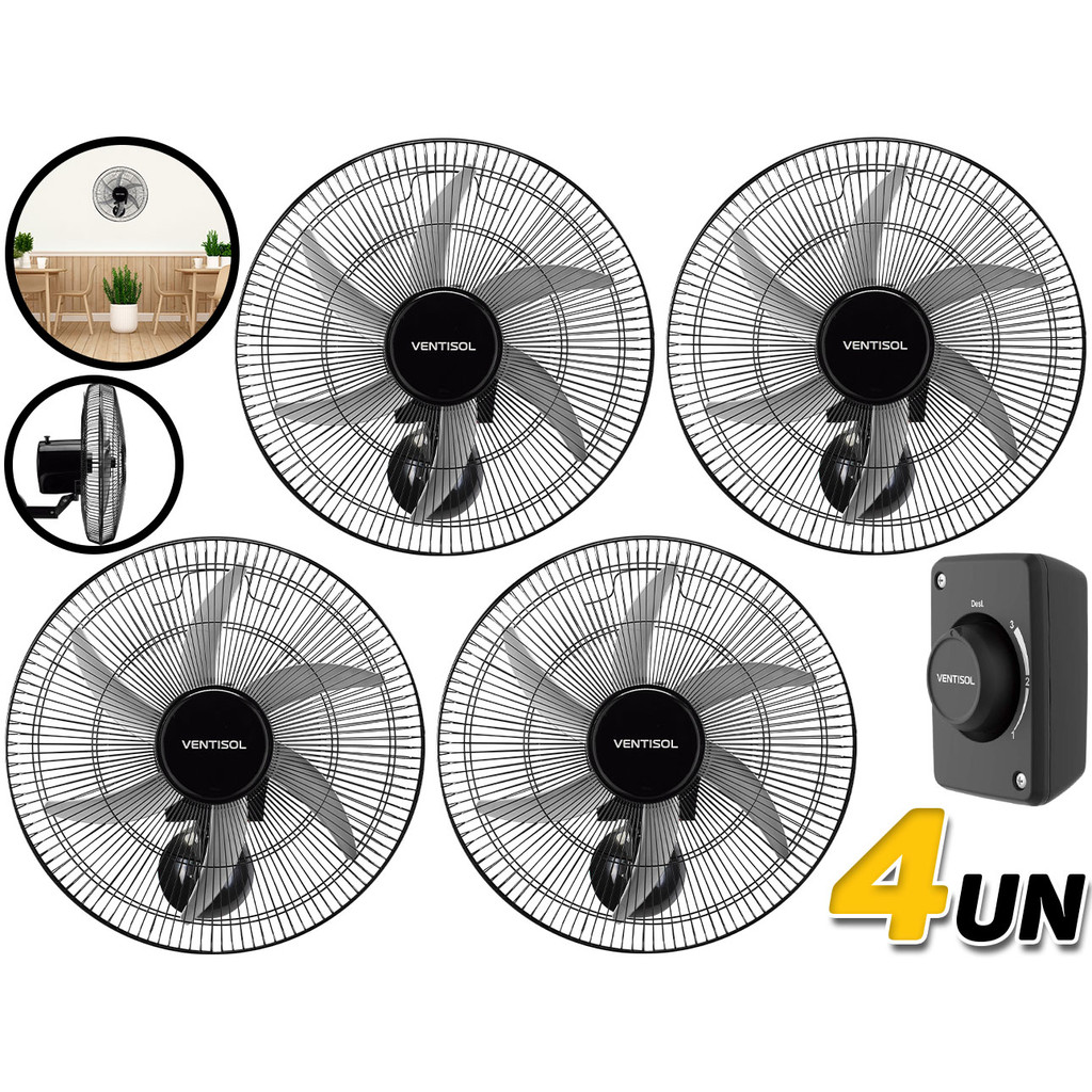 Kit 4 Ventilador De Parede Steel 50cm Para Lojas G