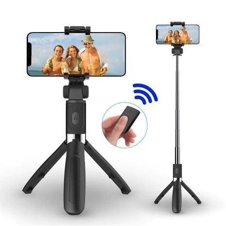 Pau De Selfie E Tripé Com Controle Bluetooth Sem 