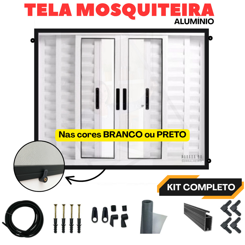 Tela Mosquiteiro Removível Kit  mosqueteira moldu