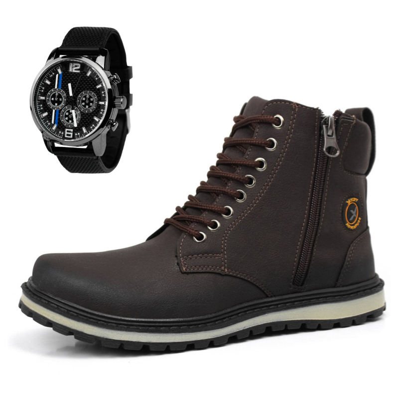 Bota Coturno Adventure Masculino Cano Médio + Rel