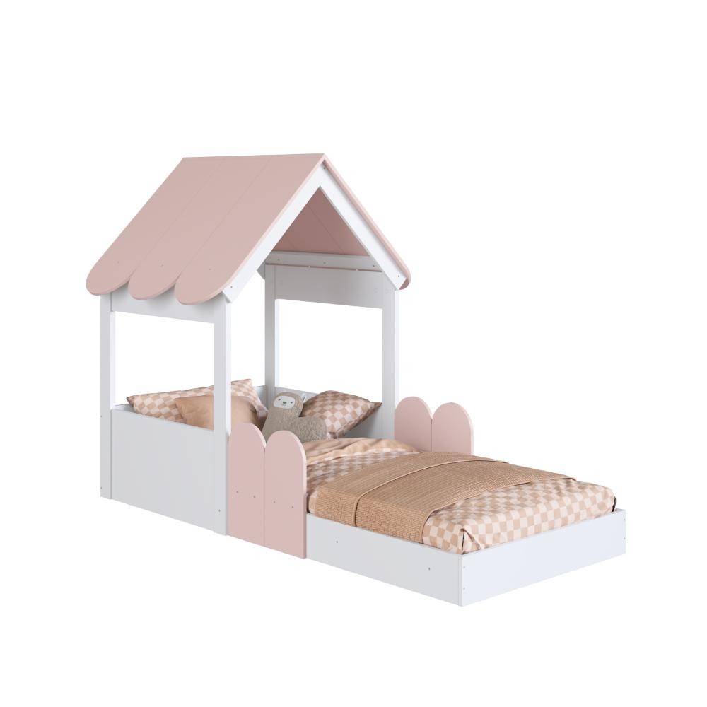 Cama Montessoriana Infantil Casa Solteiro Branco/R