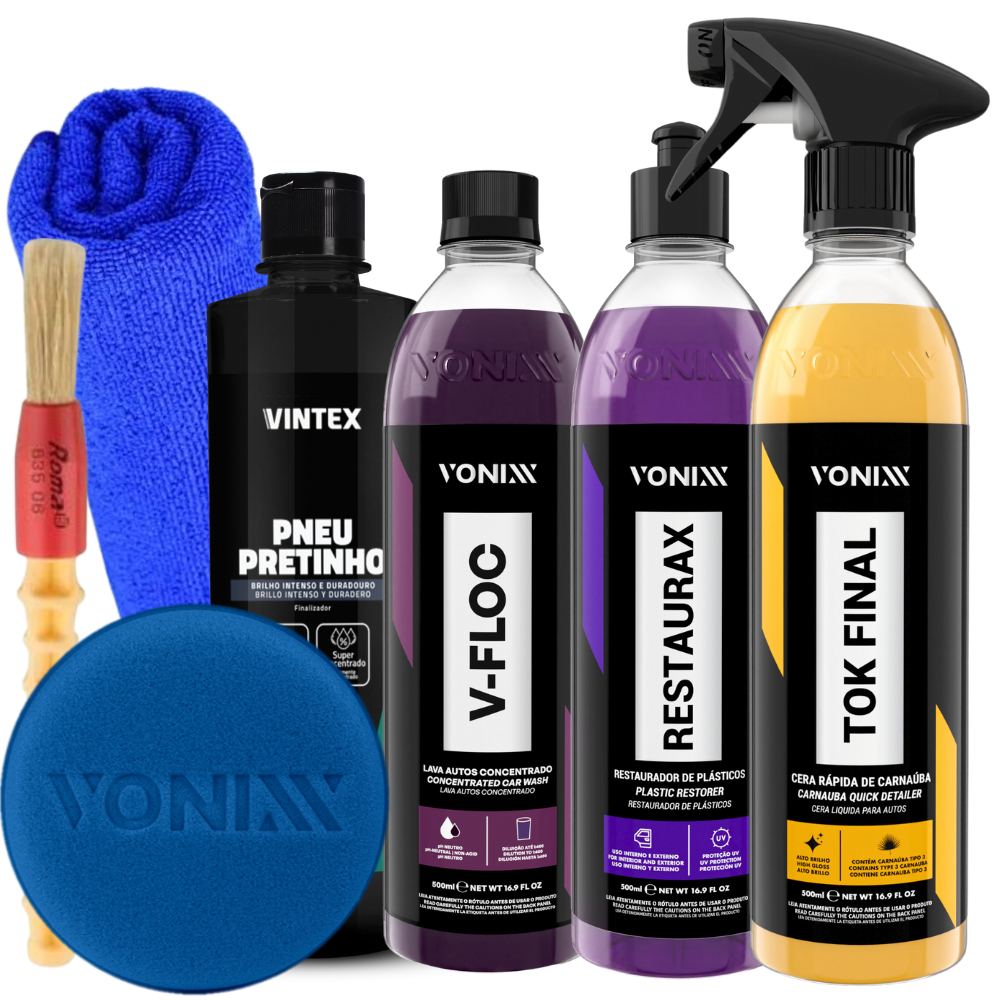 Kit Shampoo V-Floc Cera Tok Final Pneu Pretinho Re