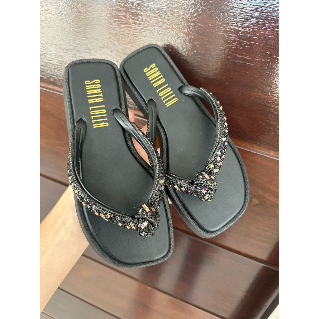 Sandalia Rasteira Strass Nó Lançamento Feminino 