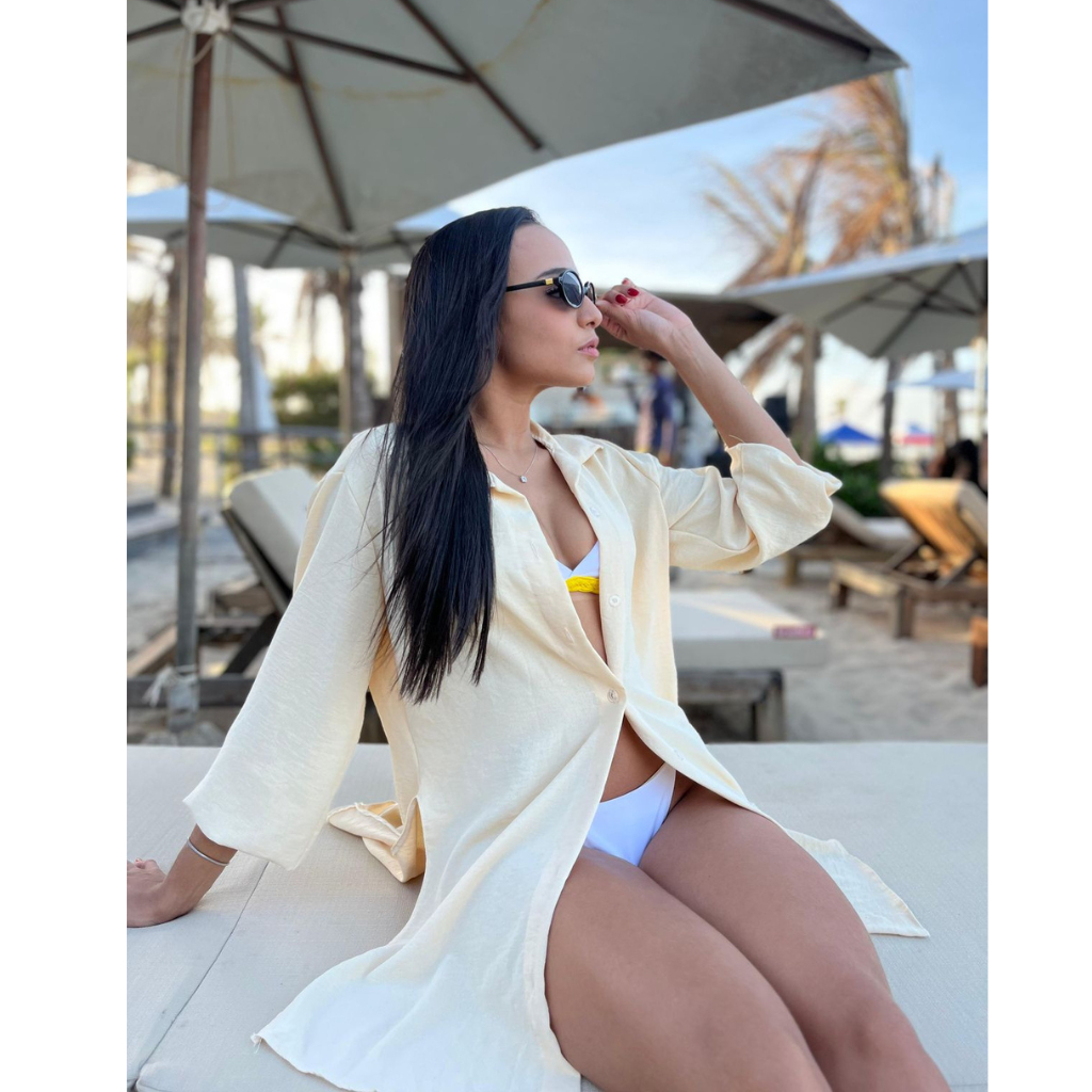 chamise saida de praia feminino camisâo manga lon