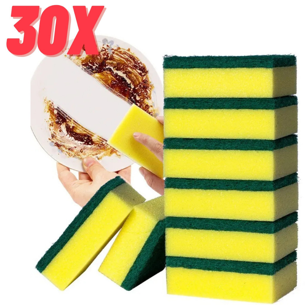 Kit com 30 Esponjas de Louça Esponflora Dupla Fac