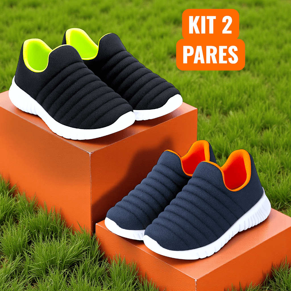 Kit 2 Pares Tênis Infantil Menino Calce Facil Esc