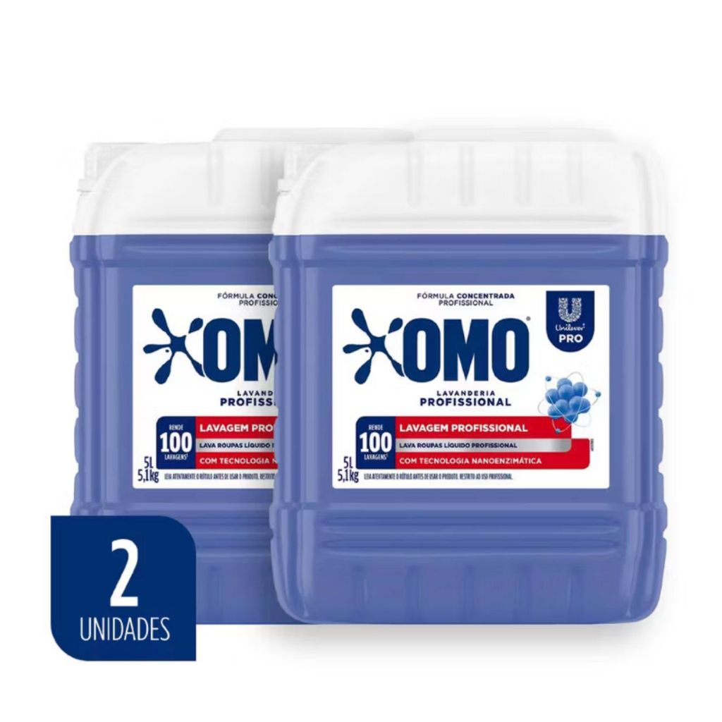 Kit 2 Unidades Lava Roupas Lavanderia Pro Omo 5L