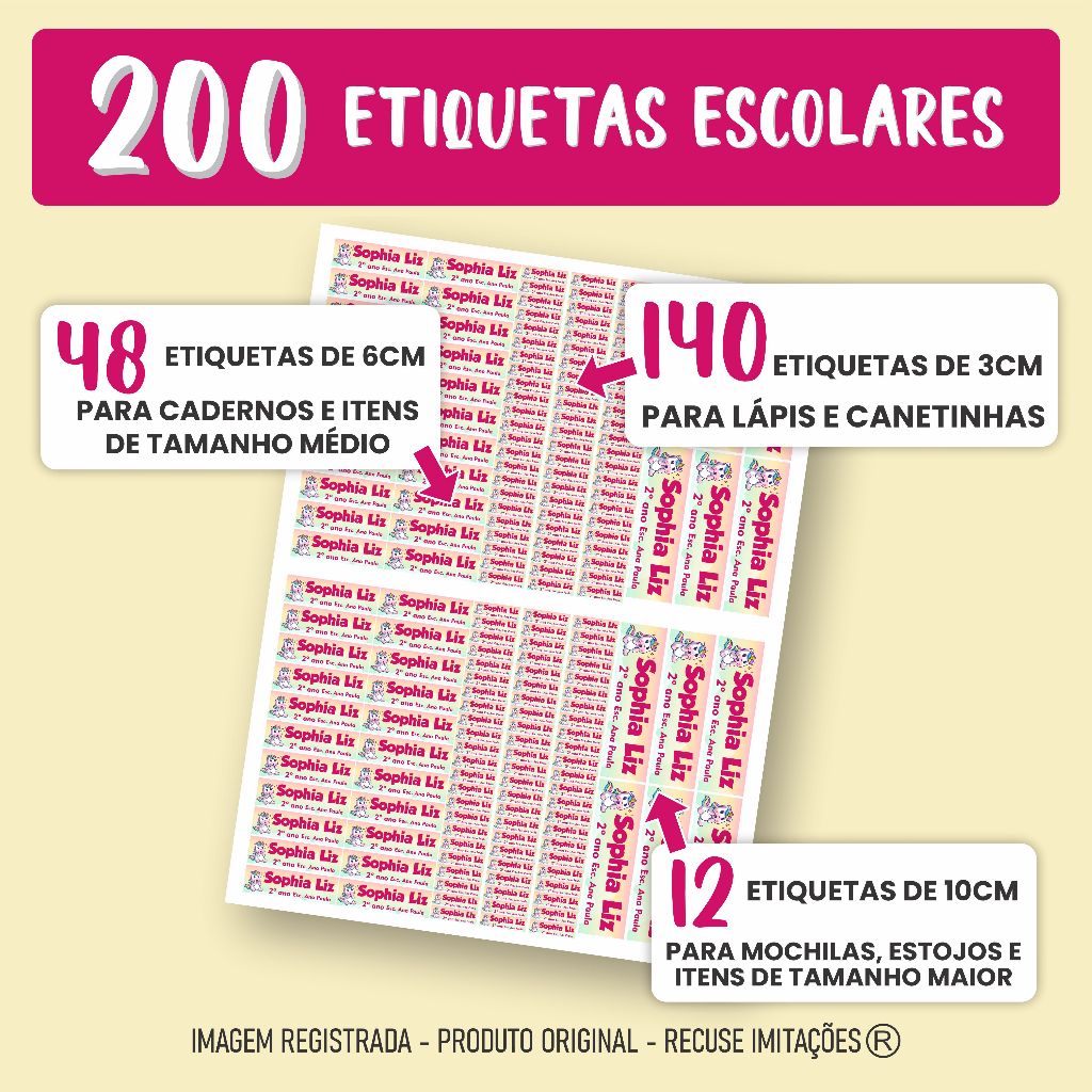 Super Kit 200+ Etiquetas Escolares 100% Á Prova d