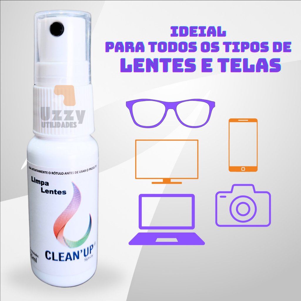 Limpa Lentes e Telas Clean Up 25ml Óculos Tv LCD 