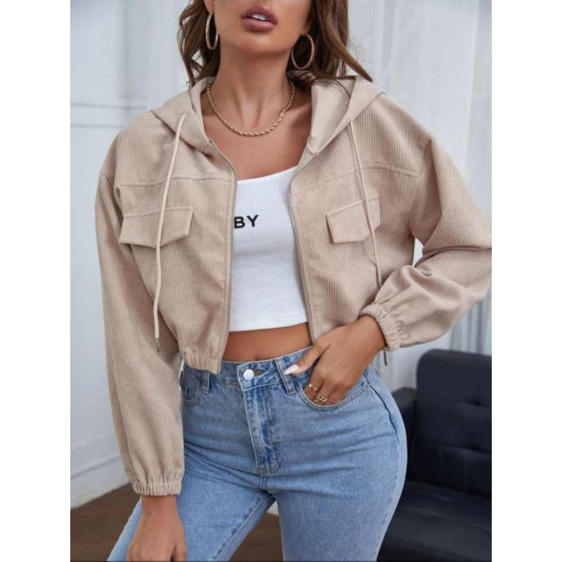 Jaqueta Ombro caído Cordão com Capuzado Veludo I