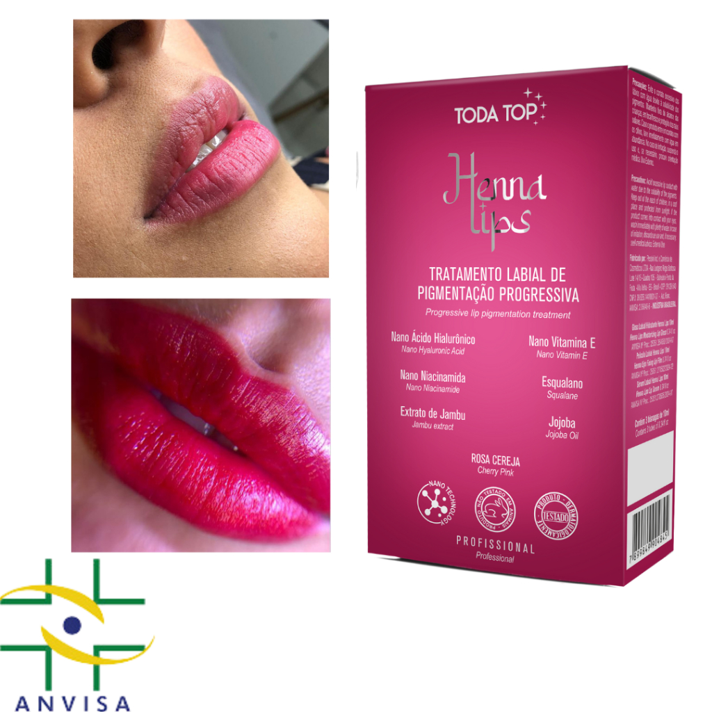 Kit Henna Labial Profissional Rosa Maquiagem Pode 