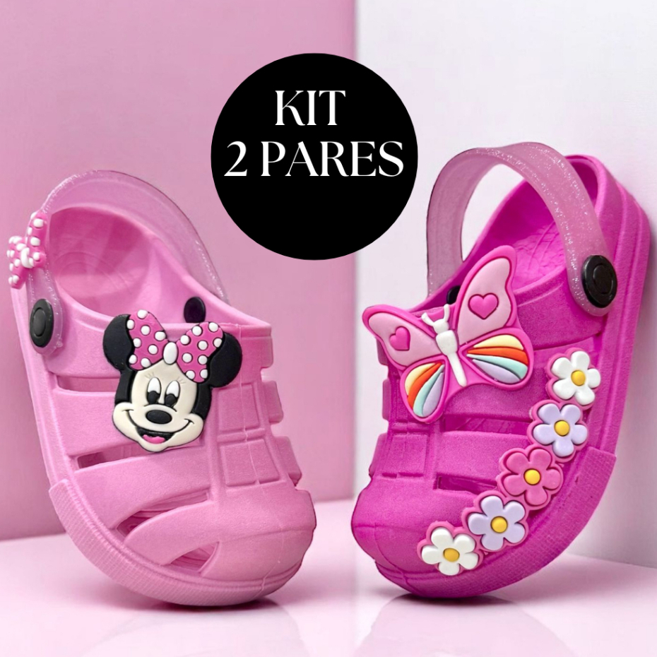 Kit 2 Pares Infantil Menina Papete Babuche Feminin