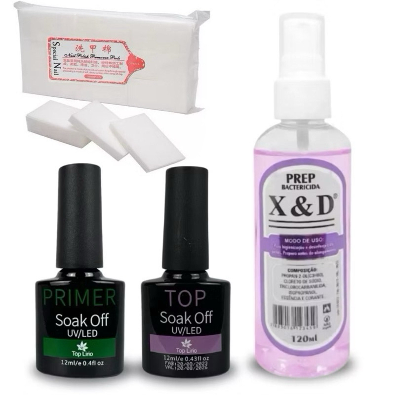 Kit Preparadores de Unhas em Gel Top Coat e Primer