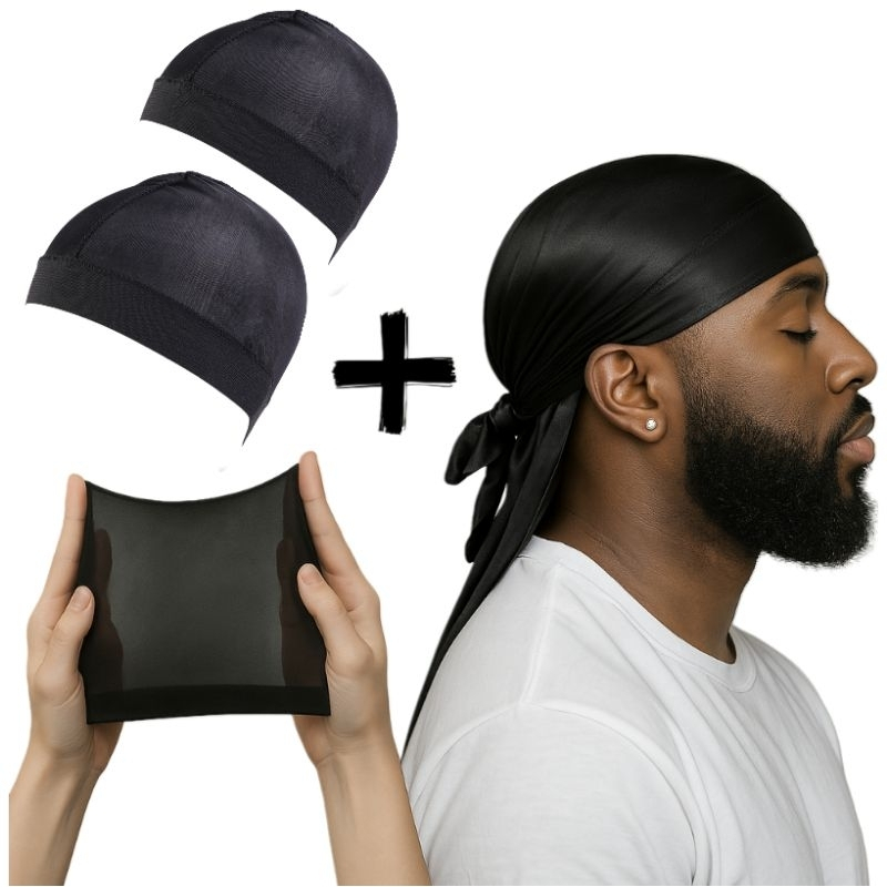 kit 2 Wave cap + 1 Bandana Durag Dureg Touca Waves