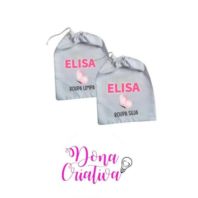 2 Saquinho Personalizado Roupa suja/Roupa limpa