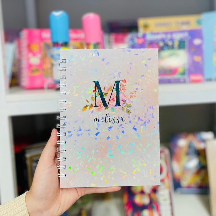 Caderno Personalizado A5 Com Nome Capa Dura Hologr
