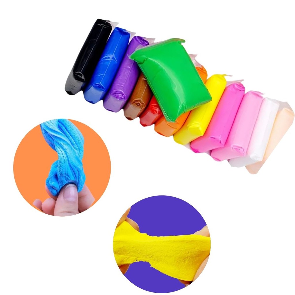 24 Massinha EVA Macia Leve Cores Ferramentas Massa