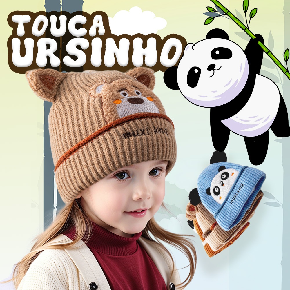 Touca Infantil Gorro Forrada Pompom Com Estampa Ur