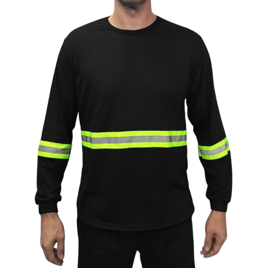 Camiseta Manga Longa Com Faixa Refletiva Malha Fri