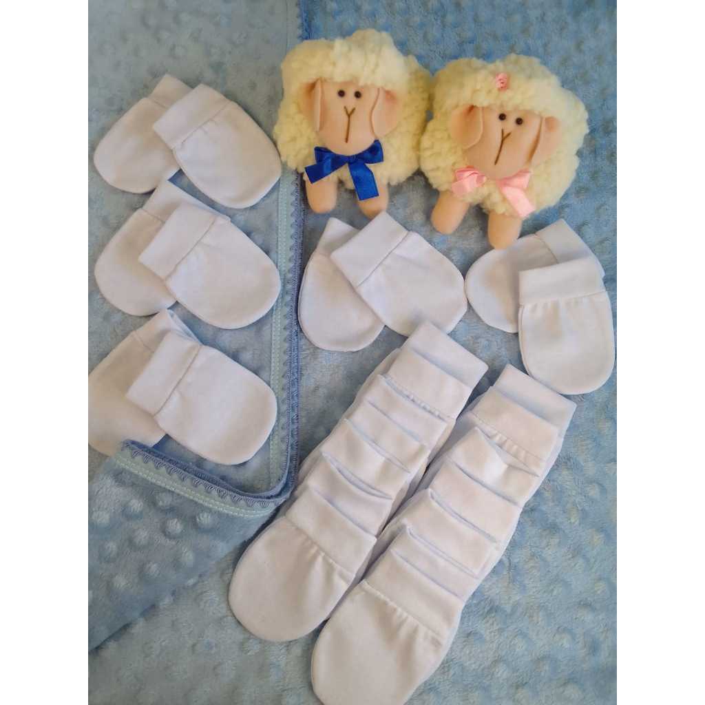 KIT 12 PARES LUVINHAS BEBÊS RECÉM NASCIDOS MALHA