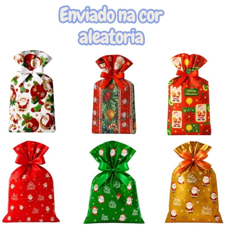 50 sacos de presentes metalizados de natal 15×